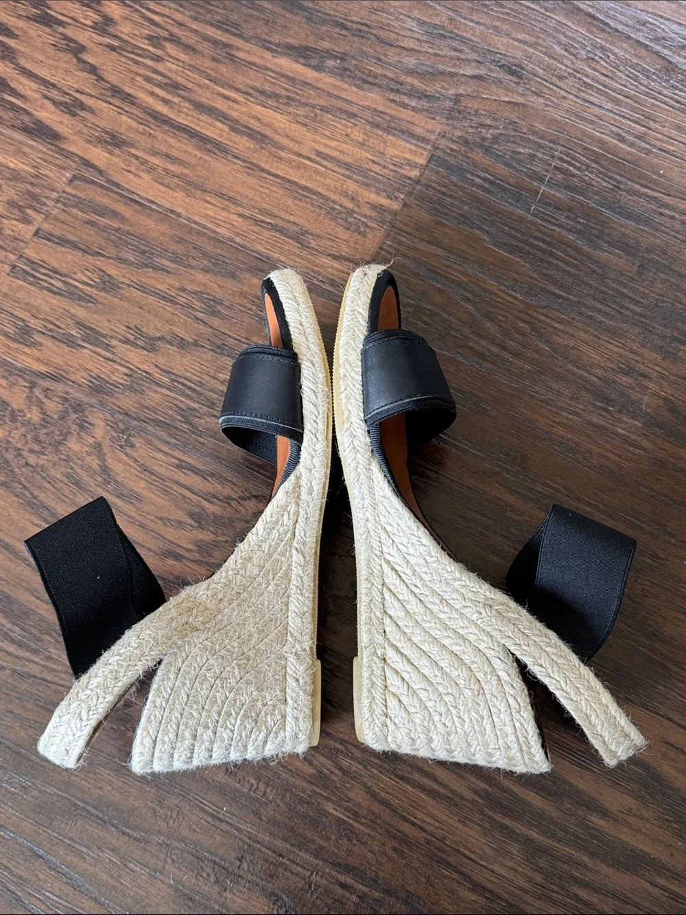 Dalton Black Leather and Tan Espadrille Slingback Sandals, Made in Spain
